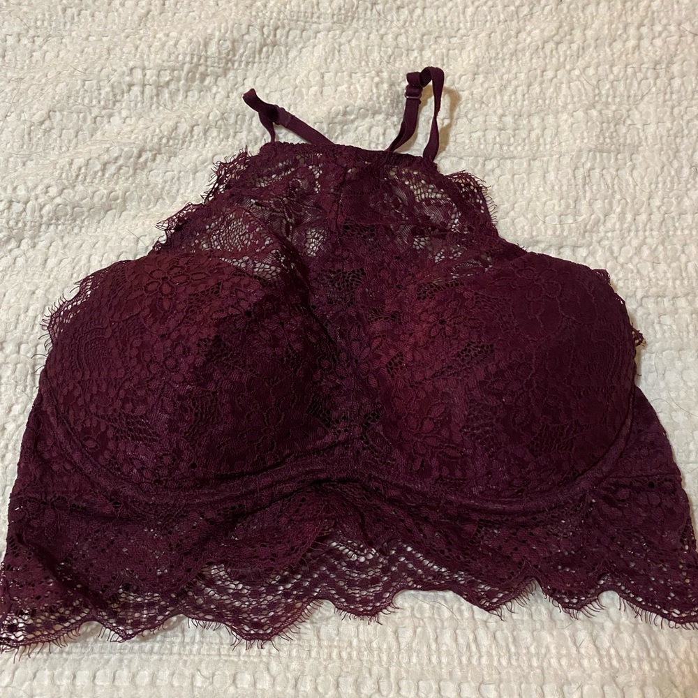 VS PINK burgundy/maroon lace bralette